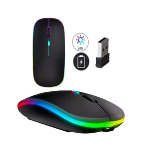 Mouse Sem Fio Recarregável Elegante Click Silencioso Led Rgb