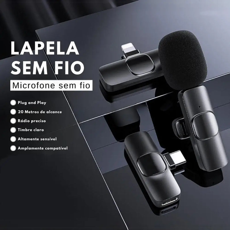 Microfone Lapela Profissional Sem Fio