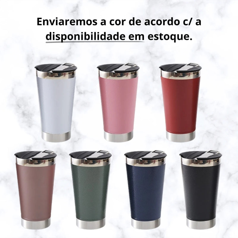 Copo Térmico Aço Inox Com Tampa Abridor