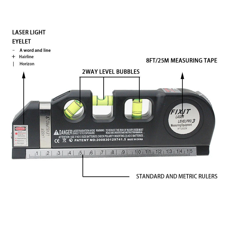 Nível Laser Profissional com Trena - 3 em 1