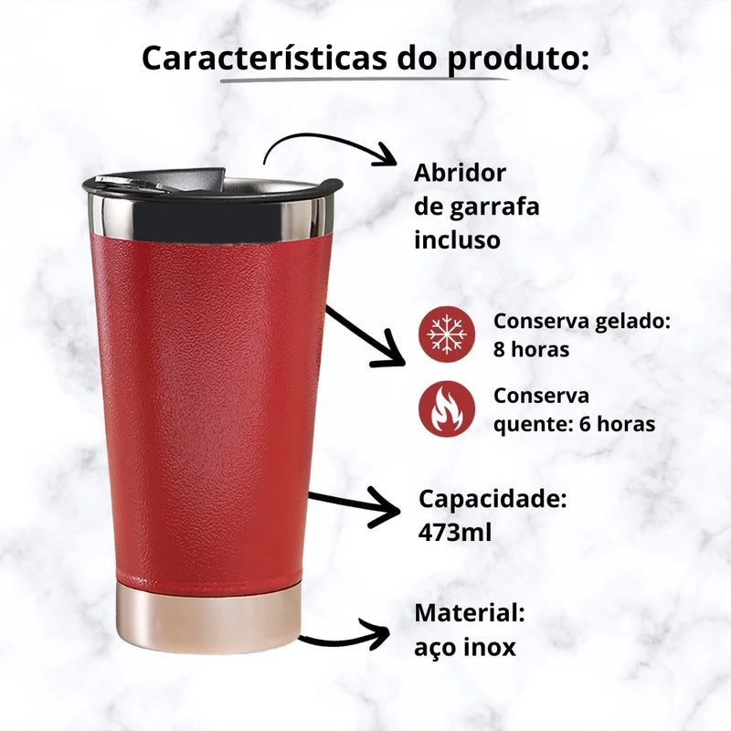 Copo Térmico Aço Inox Com Tampa Abridor