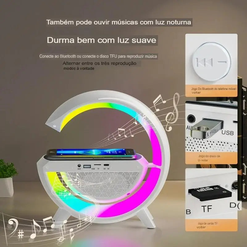 G-Speaker Smart Station - Luminária, Caixa de Som e Carregador Sem Fio