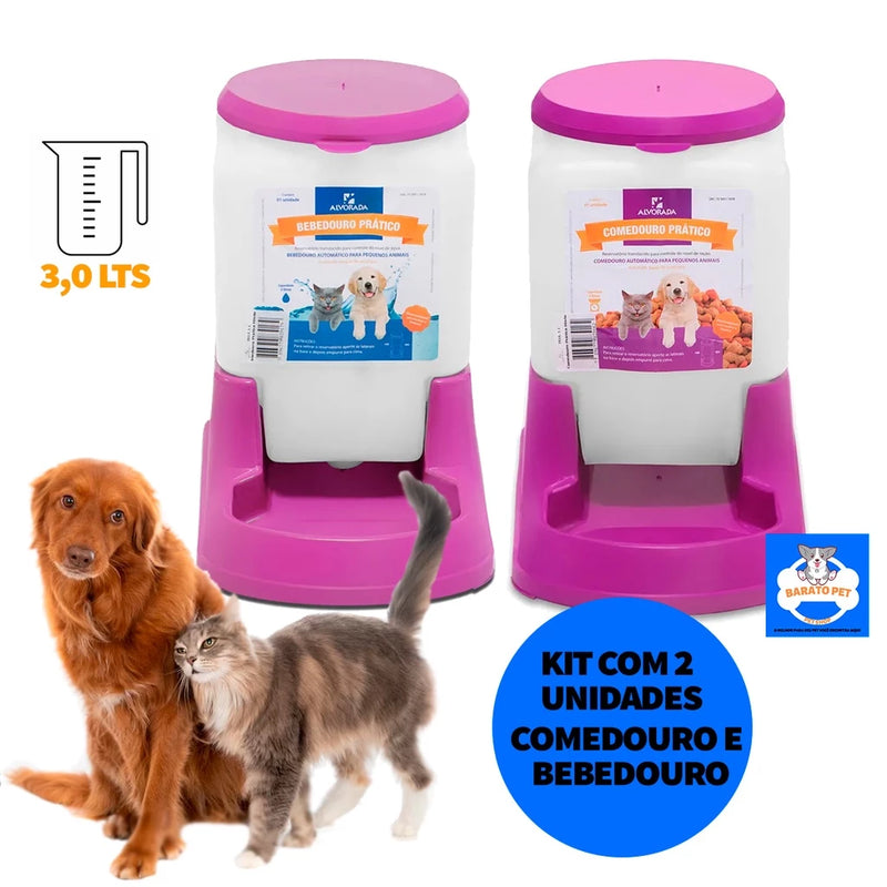 Kit  Comedouro E Bebedouro Automático - 3Lts