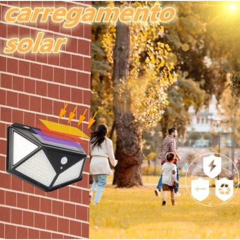 Luminária Solar 100 Led Com Sensor