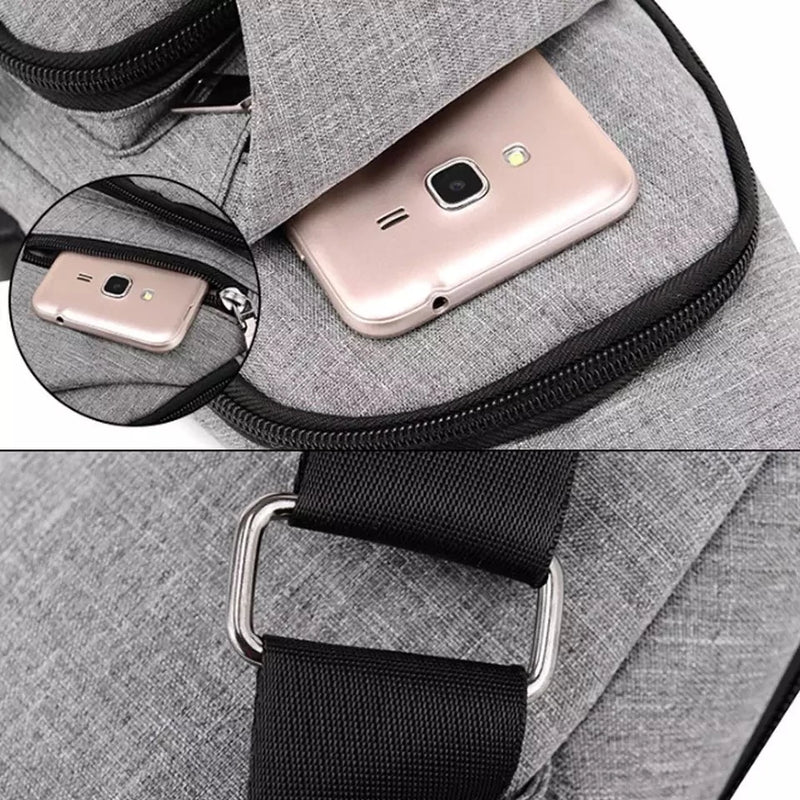 Bolsa de Ombro Masculina Anti-roubo com Entrada para Carregador USB!