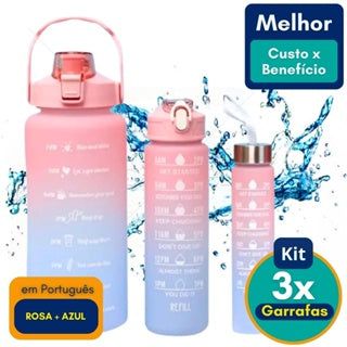 Kit 3 Garrafa De Água Para Academia  -  300ml, 750ml 2000ml