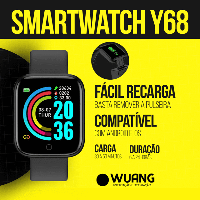 Smartwatch Relógio Inteligente D20 - Y68 PRO